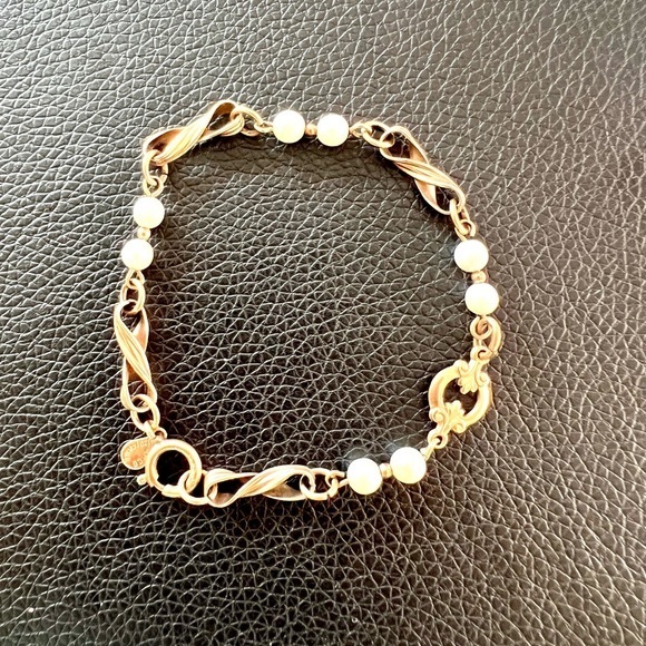 AMCO 1/20 14k Gold Filled Bracelet Vintage Faux Pearls - Picture 3 of 10